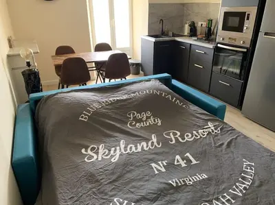 Cuisine ou kitchenette dans l'établissement Appartement rénové vue mer - citadelle de Bastia