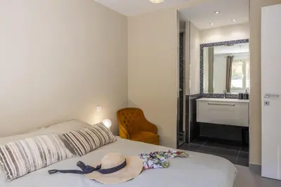 Un ou plusieurs lits dans un hébergement de l'établissement Appartement vue mer Fromontica