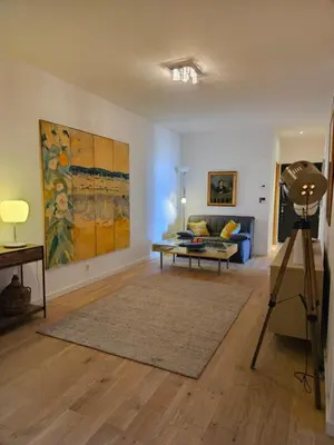 Coin salon dans l'établissement Superbe villa avec piscine- Erbalunga Cap Corse