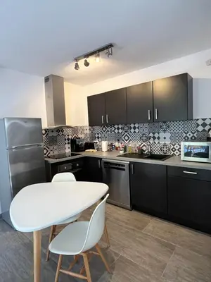 Cuisine ou kitchenette dans l'établissement Magnifique Bergerie en Pierre