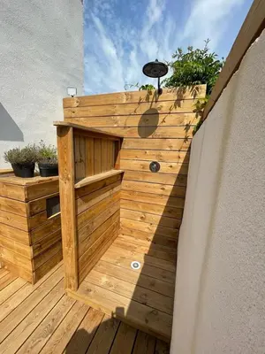 Balcon ou terrasse dans l'établissement Mini Villa Indépendante à 350m de la mer (LAX)