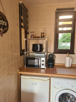 Cuisine ou kitchenette dans l'établissement Appartement Vue Mer, piscine, minigolf, parking